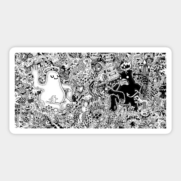 Heaven and Hell (horizontal) Sticker by Lei Melendres